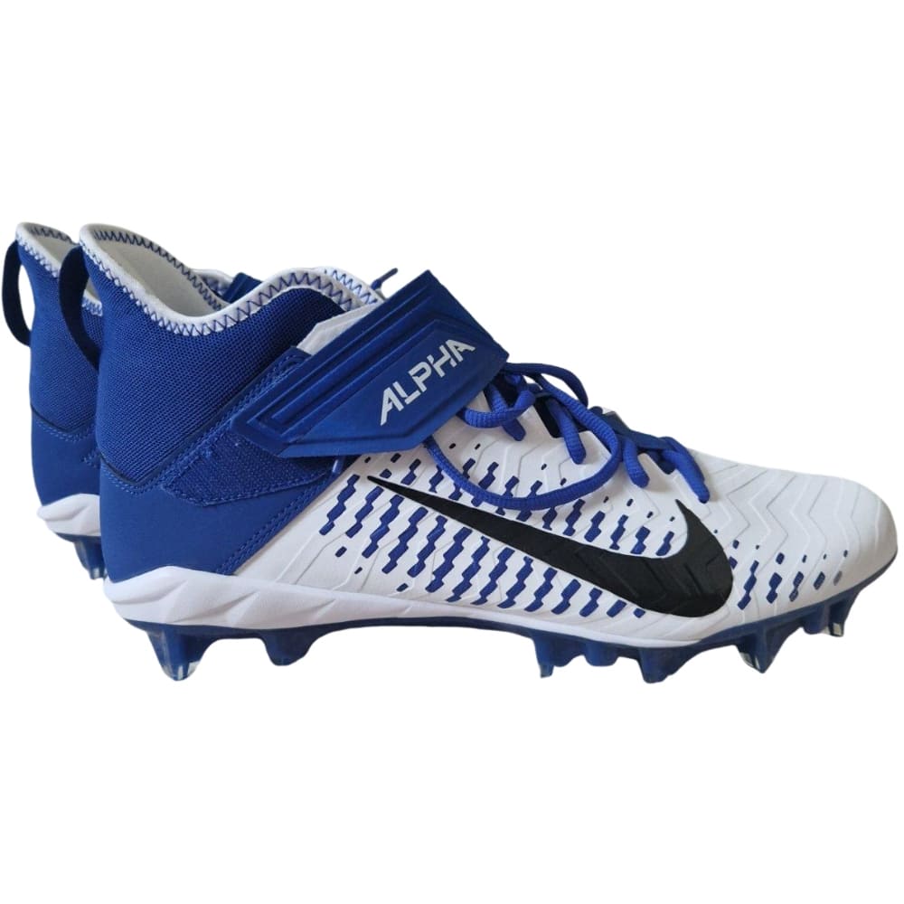 Playmaker Base: American Football Schuhe Nike Alpha Menace Pro 2 Mid Weiß-Blau Produktbild